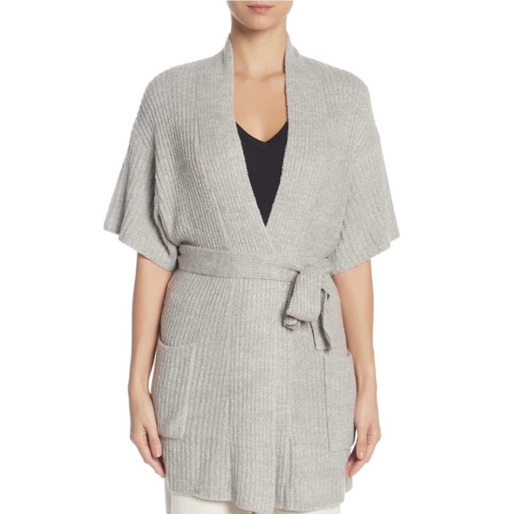 NWT Barefoot Dreams CozyChic Lite Knit Ribbed Belted Kimono Cardigan, Size M - Picture 2 of 9